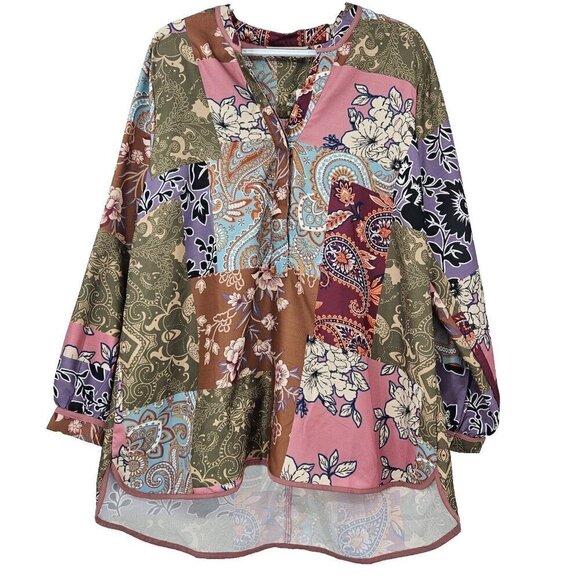 Soft Surroundings Alvadore Fleur Patchwork Tunic Top Blouse Women’s Size 1X - Picture 1 of 11